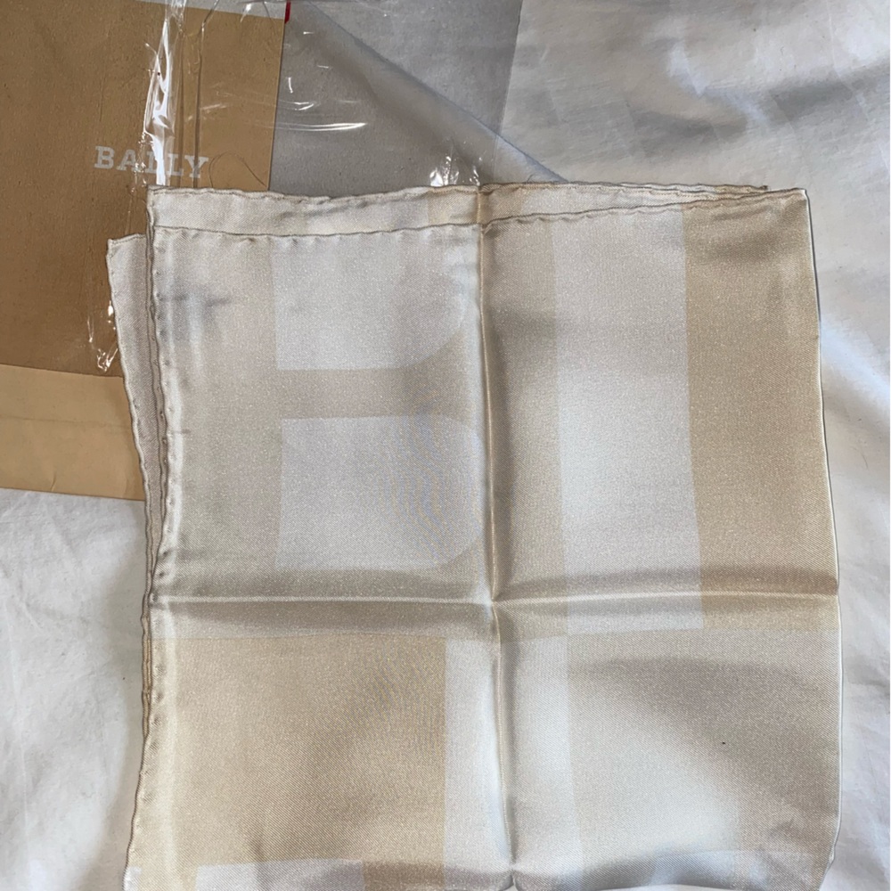 New! Bally Silk Square Scarf - Small - Ivory / Off White - Switzerland